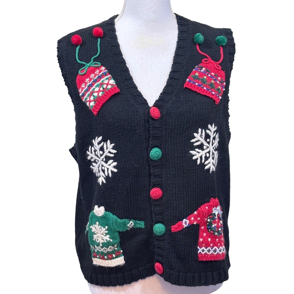 Vintage 1998 Marisa Christina Christmas Sweater Mittens Large Novelty Kitschy
